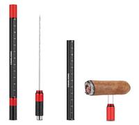 CIGARLOONG 4-in-1 Cigar Draw Enhancer Tool Kit with Cigar Punch Tool, Graduated Scale, Stainless Steel Cigar Anti-Hot Clip, Cigar Tools and Accessories with Gift Box (Black-red)