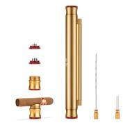 CIGARLOONG 5-In-1 Cigar Tube with Double Size Cigar Punch & Cigar Twin Nubber & Cigar Holder & Cigar Draw Enhancer, Portable Moisting Multifunctional Alloy Tube for Cigar Lovers (Gold)