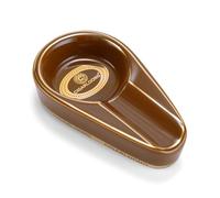 CIGARLOONG Cigar Ashtray Ceramic with Large Slot,Non-Slip Ashtray for Indoor Outdoor Patio Home Office Use (Brown)