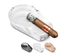 CIGARLOONG Cigar Ashtray Crystal Glass with Large Slot Single Slot Suitable for Indoor and Outdoor and Office Use (Whtie)