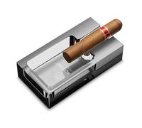 CIGARLOONG Cigar Ashtray Glass for Outdoors Patio Home Office Use,Gift for Men (Grey)