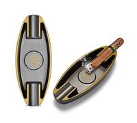 CIGARLOONG Cigar Ashtray Portable 2 Slot Cigarette Ashtray for Household Desktop Patios Indoor Outdoor Office Decoration(Black)
