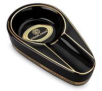 CIGARLOONG Cigar Ashtray Single Classic Ceramic Ashtray Use Outdoor or Indoors(Black)