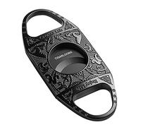 CIGARLOONG Cigar Cutter Black Engraved Stainless Steel Double Self Sharpening Blades Cigar Guillotine