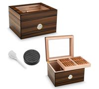 CIGARLOONG Cigar Humidor Brown Desktop Cedar Wood Lined Cigar Storage Box with Hygrometer and Humidifier (large)
