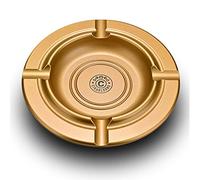 CIGARLOONG Outdoor Cigar Ashtrays Stainless Steel Household Fashion Cigar Ashtrays 4 Large Cigar Slots Design for Home/Office/Patio Men Unbreakable Ashtray (Gold)