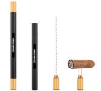 CIGARLOONG Portable 2-in-1 Cigar Tool | Cigar Punch with Cigar Twin Needle & Draw Enhancer, Alloy Multifunctional Gift for Enthusiasts (Black & Gold)
