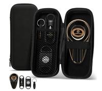 CIGARLOONG Travel Cigar Humidor, Multifunctional Portable Cigar Case Box with Straight Cutter, V-Cutter, Punch and Ceramic Ashtray, 4-in-1 Cigar Cutter Set with Bag for Patio, Outdoor Use (Black)