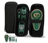 CIGARLOONG Travel Cigar Humidor, Multifunctional Portable Cigar Case Box with Straight Cutter, V-Cutter, Punch and Ceramic Ashtray, 4-in-1 Cigar Cutter Set with Bag for Patio, Outdoor Use (Green)