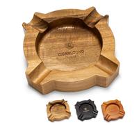 CIGARLOONG Wooden Cigar Ashtray 4 Slots Large-caliber Cigar Holder Office/Household Ashtray, Cigar Accessories Gifts for Men (Natural wood color)