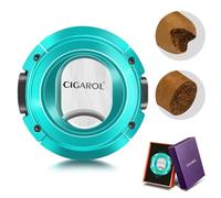 CIGAROL Cigar Cutter, Dual Blades - V-Cut & Straight Cut with Gift Box, Stainless Steel Guillotine Cutter for Most Cuban Cigar Sizes Portable Travel Size One-Handed Use Cigar Accessories (Light Blue)