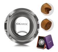 CIGAROL Cigar Cutter, Dual Blades - V-Cut & Straight Cut with Gift Box, Stainless Steel Guillotine Cutter for Most Cuban Cigar Sizes Portable Travel Size One-Handed Use Cigar Accessories (Silvery)