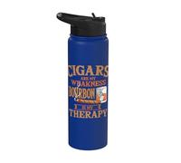 Cigars are My Weakness Bourbon is My Therapy Smoker Whiskey Stainless Steel Insulated Water Bottle