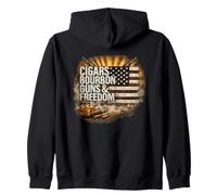 Cigars Bourbon Guns & Freedom Patriotic Vintage Design Zip Hoodie