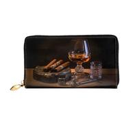 CigarWhiskeyElegance print Wallet for Travel, Leather Wallet with Zipper