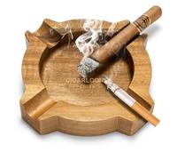 Cigarwong Wooden Cigar Ashtray, Large Square Cigar Accessories, Brown