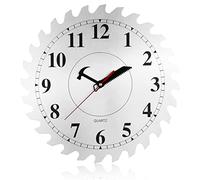 CIGERA 12 Inch Metal Wall Clock with Circular Saw Blade Dial, Handsaw and Hammer Pointer,Great Decor for Home,Workshop and Man Cave