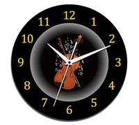CIGERA 12 Inch Music Themed Wall Clock with Violin and Musical Notes Dial., Silent Clock Movement and Battery Operated,Great Decor for Music Room, Bedroom, for Music Lovers and Musician