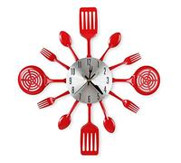 CIGERA 16 Inch Cutlery Kitchen Wall Clocks with Fork and Spoon Dial, Silent Clock Movement and Battery Operated, Great Wall Decor and Housewarming Gifts