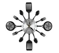 CIGERA 16 Inch Cutlery Kitchen Wall Clocks with Fork and Spoon Dial, Silent Clock Movement and Battery Operated, Great Wall Decor and Housewarming Gifts