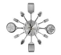CIGERA 16 Inch Cutlery Kitchen Wall Clocks with Fork and Spoon Dial, Silent Clock Movement and Battery Operated, Great Wall Decor and Housewarming Gifts