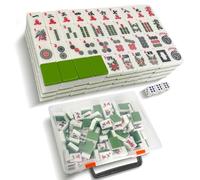 CIGOCIVI 166 American Mahjong Tiles with Portable Carrying Case & 3 Dice, 1.2" Mahjong Game Tiles with Storage Box for Party, Play with Friends, (Green)