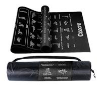 CIGOCIVI Instructional Travel Yoga Mat with 75 Poses & Exercises - Non-slip Exercise Mat for Home Workout, Includes Carrying Bag - Perfect for Beginners, 68"x24"x0.25" (Black)