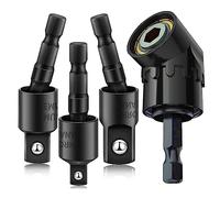 CIGOTU 105 Degree Right Angle Drill Adapter Set, 1/4-1/2 Inch Socket Adapters, 4-in-1 Impact Grade Extension Kit with 360° Rotation for Household Workplace Industry