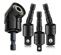 CIGOTU Right Angle Drill Adaptor,4-in-1 Impact Drill Bit Extension,360° Rotatable 1/4 3/8 1/2" Impact Grade Socket Adapter Set,105 Degree Angle Screwdriver Drill Bit for Household Workplace Industry