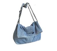 CIGPKLO Denim Bag Denim Women's Bag Slant Span Shoulder Tote Original Retro Lazy Large Capacity(Blue)