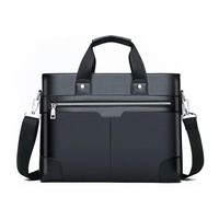 CIGPKLO Office Handbag PU Leather Briefcase for Man A4 Documents Designer Executive Handbag Laptop 14 Shoulder Business Messenger Tote Bag Husband(Black)