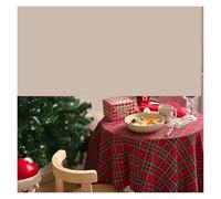 CIGPKLO Round Table Cloth Decoration Round Tablecloth Plaid Table Cover For Year Family Gathering Restaurant Party Dinner Home(Red plaid,D140CM)
