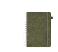 CIGPKLO Spiral Notebook 1 Pcs A5 PU Leather Notebook Coil Students Loose Leaf Strap Notepad Book(Green)
