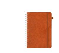 CIGPKLO Spiral Notebook 1 Pcs A5 PU Leather Notebook Coil Students Loose Leaf Strap Notepad Book(Orange)