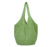 CIGPKLO Woven Bag Women Crochet Tote Bag Knitted Large Capacity Woven Shoulder Solid Color Simple Shopping For Summer Beach(Green)