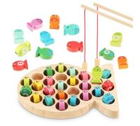 CIGTSICO Magnetic Fishing Game for Kids - Wooden Fishing Toy with A to Z Letters, Educational Game for 3-5 Year Olds