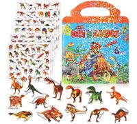 CIGTSICO Reusable Dinosaur Sticker Books for Toddler, 210 Pcs Waterproof Kids Dinosaur Sticker Books for 2 3 4 5 Year olds Boys Girls Birthday Gifts and Travel Toys