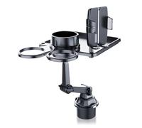 CIHAQQ 1 PC Car Cup Holder Expander with Tray and Phone Mount for Nissan Navara D40 2005-2015, 3-in-1 Multifunctional Food Table with 360° Swivel Arm