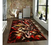 CIHCOHOME Jackson Pollock Area Rug with Rubber Backing Red and Black Abstract Painting Design Rugs Easy -Cleaning for Living Room Bedroom Decor 100x150cm