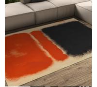 CIHCOHOME Mark Rothko Beige Area Rug Contemporary Rug Orange and Black Rug for Entryway Washable Non Slip Soft Low Pile Indoor Room Decor 90x180cm