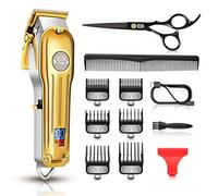 CIICII Cordless Hair Clippers for Men, Professional Barber Clippers for Hair Cutting (12Pcs Rechargeable USB Adjustable LCD Display Hair Beard Trimming Haircut Machine Kit) for DIY Home Barber Salon