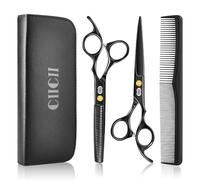 CIICII Hair Cutting Scissors Shears Kit, 6.7″ Barber Scissors Set (Black)