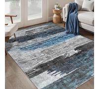 Ciicool Abstract Area Rug Indoor, 3x5 Washable Entryway Rug, Modern Soft Throw Rug with Non-Slip Backing Ideal for Bedroom Living Room Entrance Kitchen, Low-Pile Floor Carpet Doormat Blue Grey