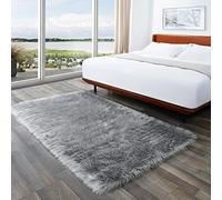 Ciicool Fluffy Area Rug, Grey Faux Fur Rug for Bedroom Living Room, Thick Fuzzy Shag Rug Furry Nursery Rug Plush Indoor Floor Carpets for Kids Girls Boys Teen Dorm, 4x6 ft
