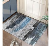 Ciicool Modern Abstract Area Rug 2x3 Washable Small Entryway Rug, Non-Slip Low Pile Throw Rug, Foldable Kitchen Bathroom Rugs, Blue Grey Floor Carpet for Entrance Living Room Bedroom Indoor Doormat