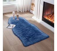 Ciicool Ultra Soft Faux Sheepskin Fur Rug Fluffy Chair Rug for Sofa Couch Seat Cushion.Shaggy Furry Small 2x4 Dark Blue Bedroom Fuzzy Carpet for Living Room Kid's Room Nursery Decor