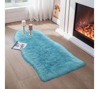 Ciicool Ultra Soft Faux Sheepskin Fur Rug Fluffy Chair Rug for Sofa Couch Seat Cushion.Shaggy Furry Small 2x4 Sky Blue Bedroom Fuzzy Carpet for Living Room Kid's Room Nursery Decor