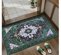 Ciicool Washable Vintage Area Rug, 2x3ft Small Boho Rug, Ultra Soft Rugs for Entryway, Non-Slip Entry Rugs Oriental Low-Pile Indoor Mat Floor Carpet for Entrance Bedroom Kitchen Bathroom Foyer Decor