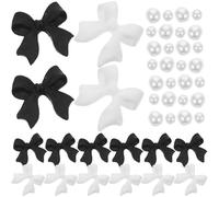 Ciieeo 1 Box Nail Art Decor Set with Plastic Pearls and Bowknot Patches for Creating Elegant Nail Decoration Designs Suitable for Vacation and Dating Manicure