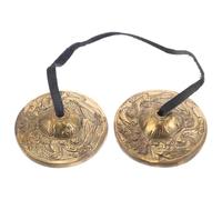Ciieeo 1 Pair Finger Cymbals Small Hand Cymbals Copper Material Golden Color 12.77x2.75x2.75in Multifunctional Applications Melodious Tone for Rituals and Celebratory Events